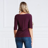 Women's Plus Size Ruched Tops Half Sleeve Purple 2012