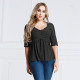 Women's Plus Size Ruched Tops Half Sleeve Black 2012