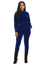 Womens Velour Tracksuit Sets Pullover Royal Blue 726