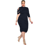 Women's Elegant Ruched Bodycon Party Dress Plus Size 2192