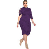 Women's Elegant Ruched Bodycon Party Dress Plus Size 2192