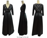 Women Plus Size Lace Stitching Long Party Maxi Dress Black 6016