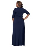 Half Sleeve Plus Size Sweetheart Maxi Dress Blue 823