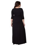 Half Sleeve Plus Size Sweetheart Maxi Dress Black 823