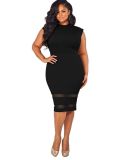 Plus Size Women Bodycon Dress Black 2516