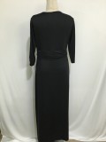 Half Sleeve Plus Size Sweetheart Maxi Dress Black 823