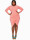 Women Plus Size Long Sleeve Bodycon Split Dress Pink 2517