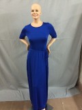 Half Sleeve Plain Long Dress For Fat Women 380