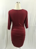 Wine Red Wrap Front Mini Dress 2561