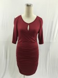 Wine Red Wrap Front Mini Dress 2561