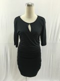 Black Wrap Front Mini Dress 2561