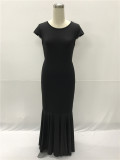 Fishtail Bodycon Maxi Dress Black 3509