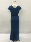 Fishtail Bodycon Maxi Dress Blue 3509