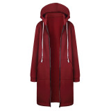 Plus Size Sweater Hoodie Jacket Wine Red 0581
