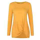 Knot Front Long Sleeve Tee Yellow 097