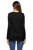 Knot Front Long Sleeve Tee Black 097