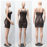 Black Sequin Club Mini Dress 2138