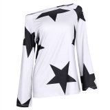 Star Print Long Sleeve T Shirt White 121