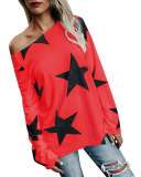 Star Print Long Sleeve T Shirt Red 121