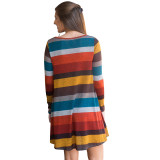 Rainbow Striped Long Sleeve Dress 118