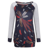Long Sleeve T Shirt With Feather Design 126