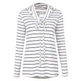 Black And White Striped Long Sleeve T Shirt Women 128