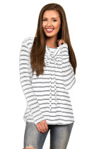 Black And White Striped Long Sleeve T Shirt Women 128