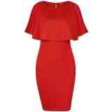 Split Sleeve Ruffle Top Bodycon Dress Red 133