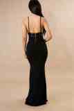 Black  Spaghetti Strap Evening Gown 2256