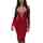 Deep Front Plunging Dress Red 1014