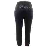 Sequin Capri Pants Black 1017