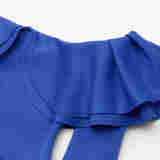 Off Shoulder Ruffle Blue Cocktail Dress 18096
