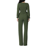 Dressy Jumpsuits Long Sleeve Women Army Green 2122