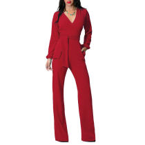 Dressy Jumpsuits Long Sleeve Women Wine Red 2122