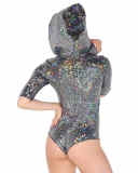 Holographic Lace Up Hood Bodysuit 002