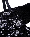 Strap Off Shoulder Sequin Evening Gown Black 1214