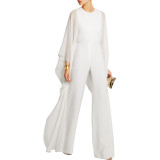 White Cocktail Jumpsuit With Sleeves 1592