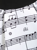 Cold Shoulder Music Notes Print Vintage Dress 18031