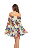 Off Shoulder Flared Sleeve Floral Dress 2275