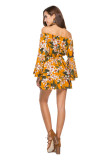 Off Shoulder Flared Sleeve Floral Dress 2275