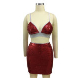 Sequin Two Piece Skirt Set 9141