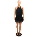 Black Tassel Club Dress 9201