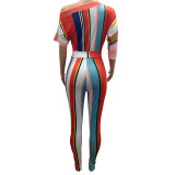 Oblique Shoulder Colorful Jumpsuit 1873
