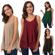 Tunic Tank Tops With Lace Trim 184