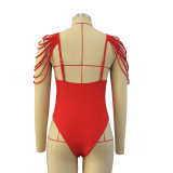Tassel Shoulder One Piece Swimwear 8048