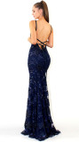Sequined Backless Evening Dress 799
