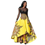African Print High Low Maxi Skirt 0780