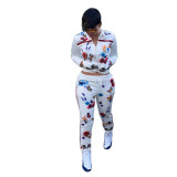 Floral Print Zip Up Tracksuits 0078