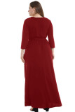 3/4 Sleeve Plus Size Maxi Dress 024