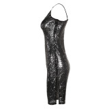 Black Sequin Club Dress 3146